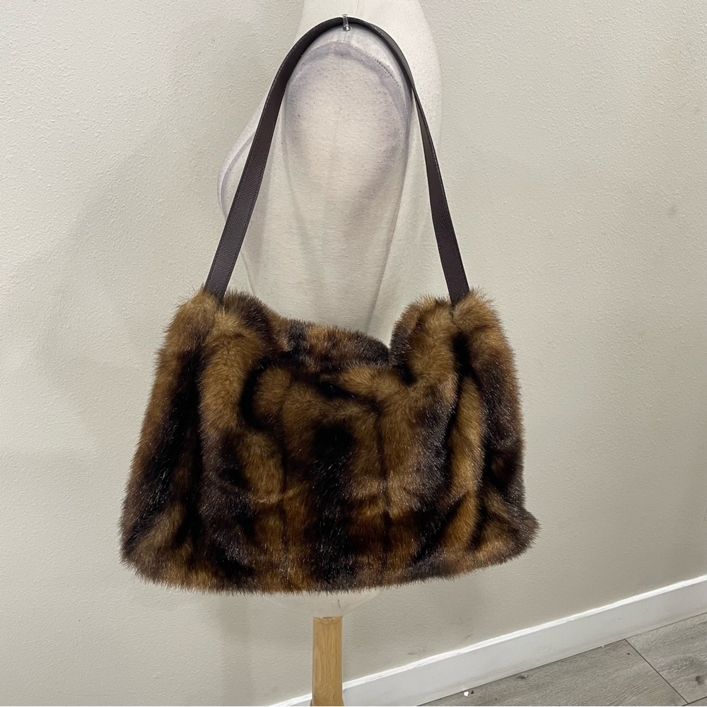 JERRY LEWIS Elegant Faux Fur Shoulder Bag in Brown